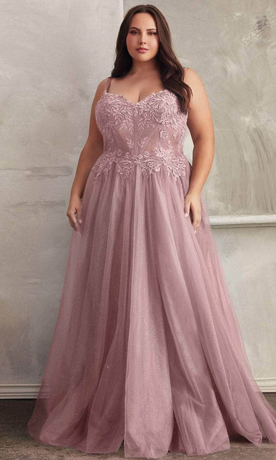 Cinderella Divine C150C - Embroidered A-line Prom Gown Prom Dresses 16 / Mauve