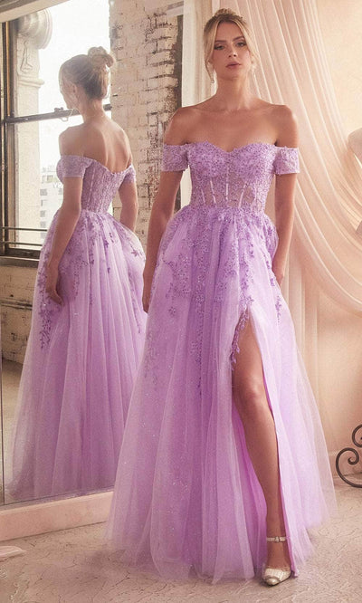 Cinderella Divine C154 - Cold Shoulder Embroidered Prom Gown Prom Dresses