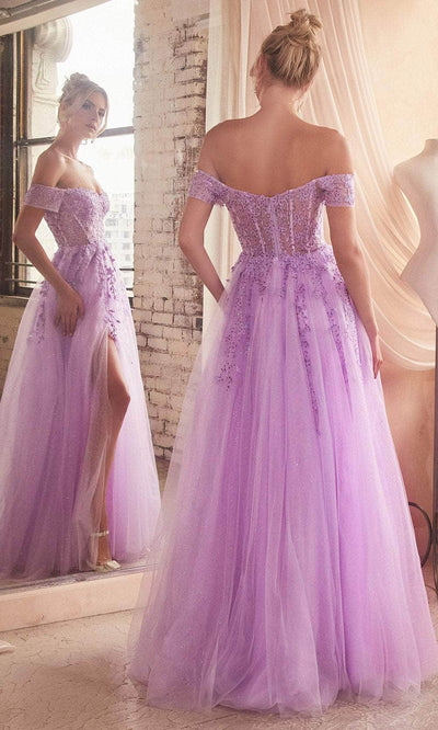 Cinderella Divine C154 - Cold Shoulder Embroidered Prom Gown Prom Dresses