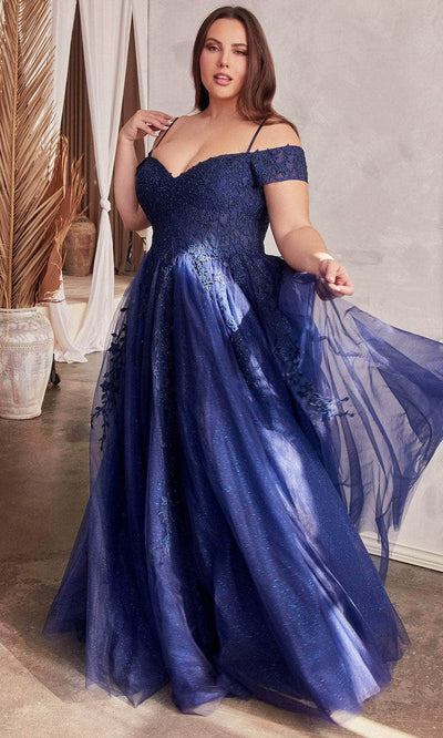 Cinderella Divine C154 - Cold Shoulder Embroidered Prom Gown Prom Dresses