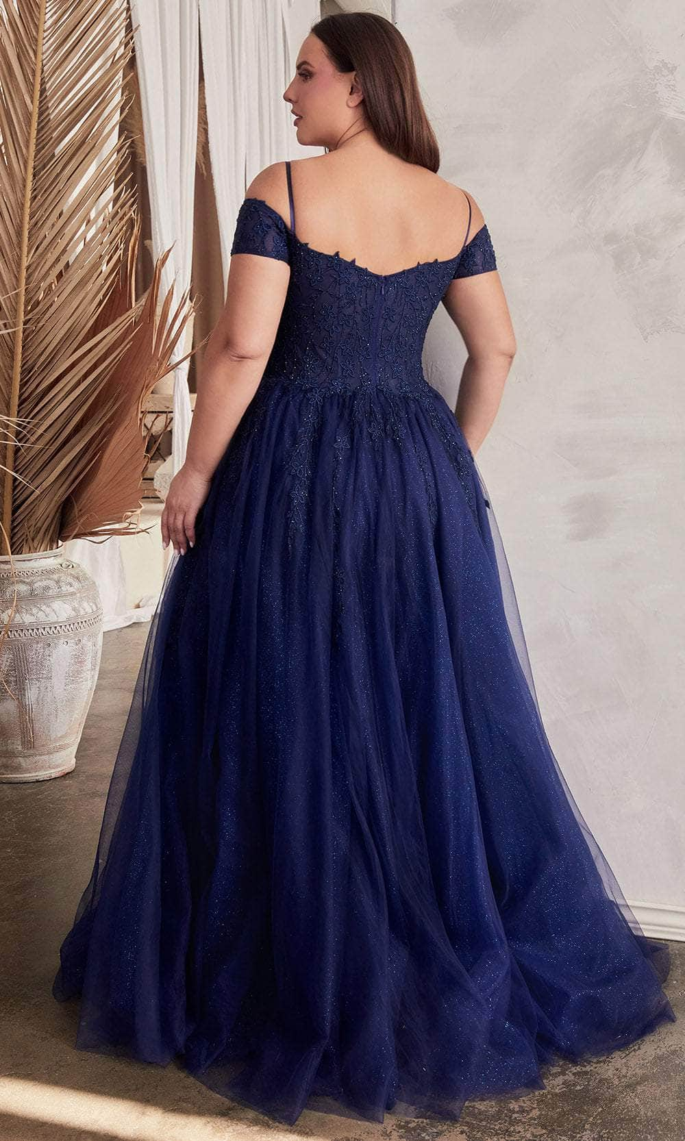 Cinderella Divine C154 - Cold Shoulder Embroidered Prom Gown Prom Dresses