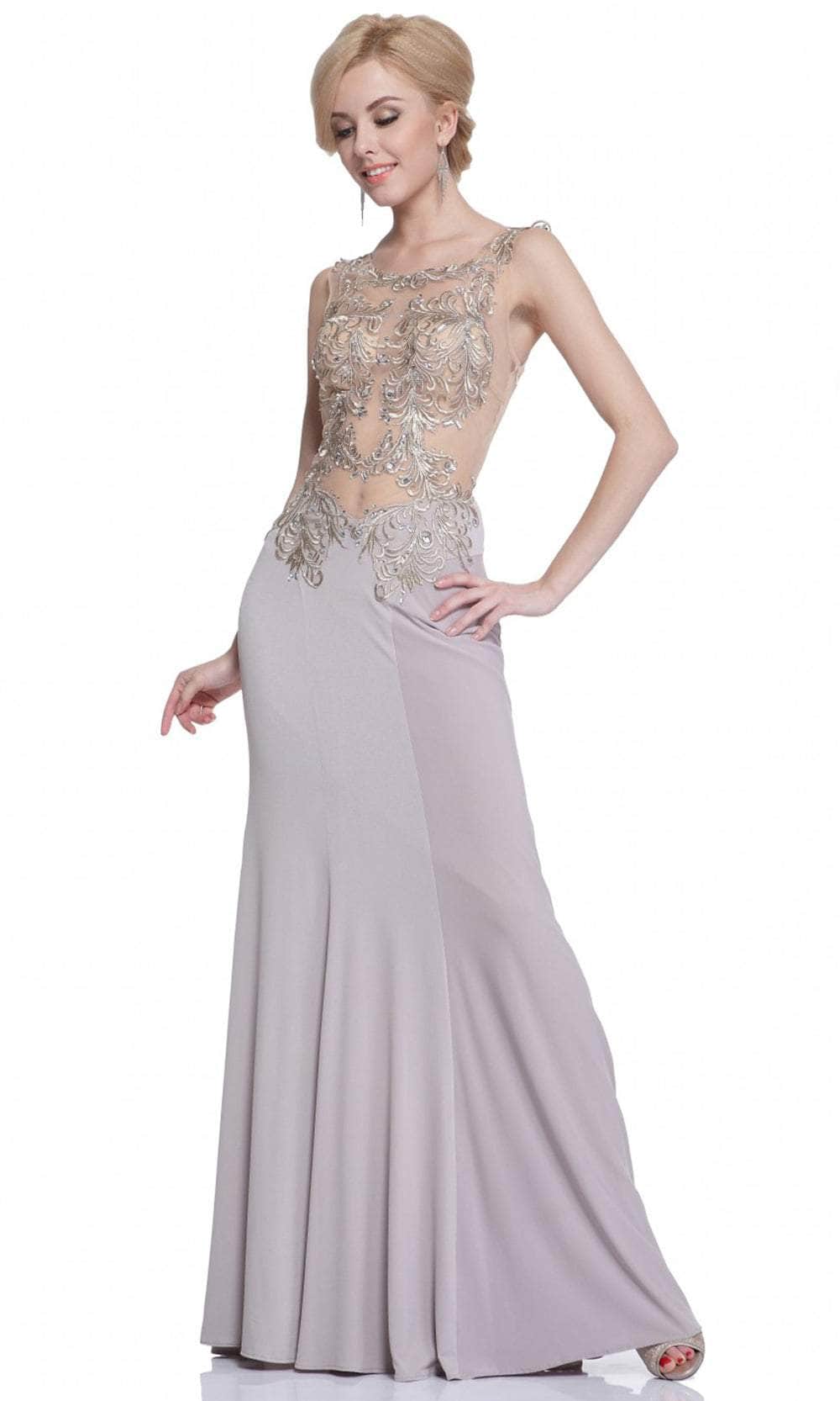 Ladivine C41 - Translucent Bod Embroidered Dress Evening Dresses