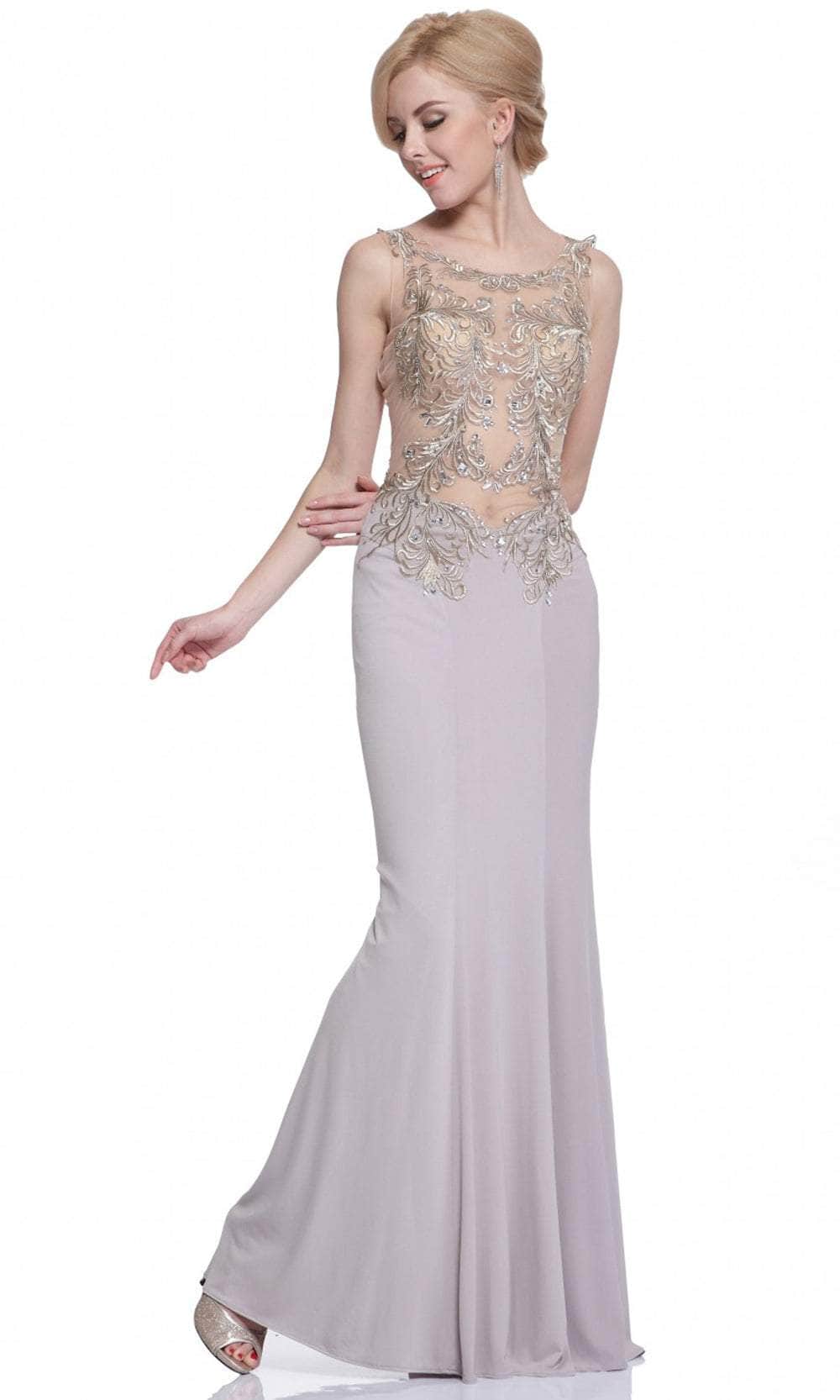 Ladivine C41 - Translucent Bod Embroidered Dress Evening Dresses