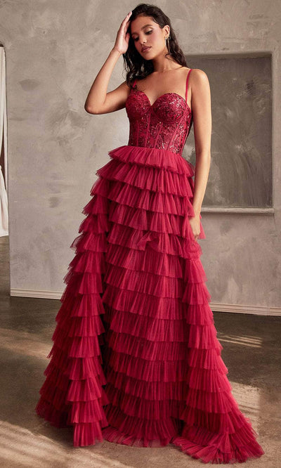 Cinderella Divine CB143 - Corset Bodice Sequin Embellished Ballgown Ball Gowns 2 / Burgundy