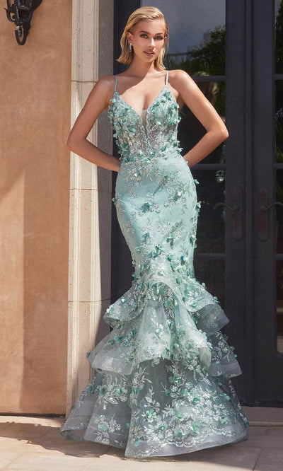Ladivine CC2288 - 3D Floral Mermaid Prom Gown Prom Dresses 2 / Sage