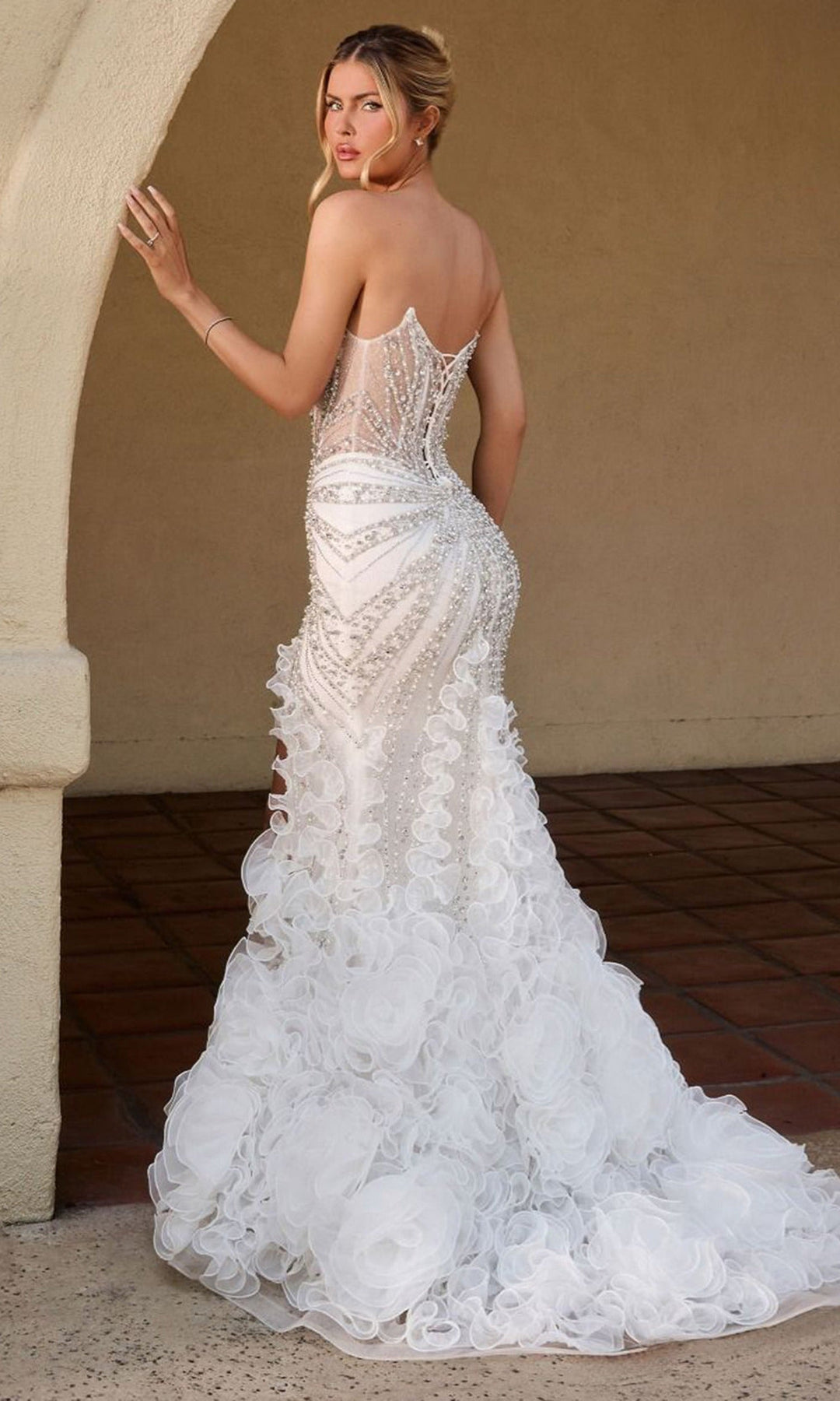 Ladivine CC2488W - Crystal Embellished Mermaid Strapless Dress