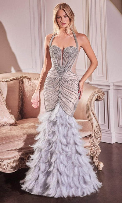 Ladivine CC4030 - Feathers Mermaid Evening Dress