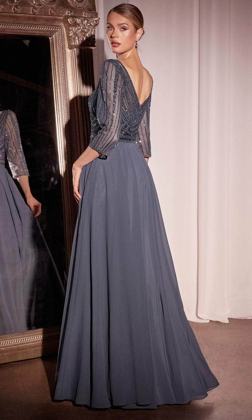 Ladivine CC446 - Beaded Plunging V-Neck Evening Dress Mother of the Bride Dresses