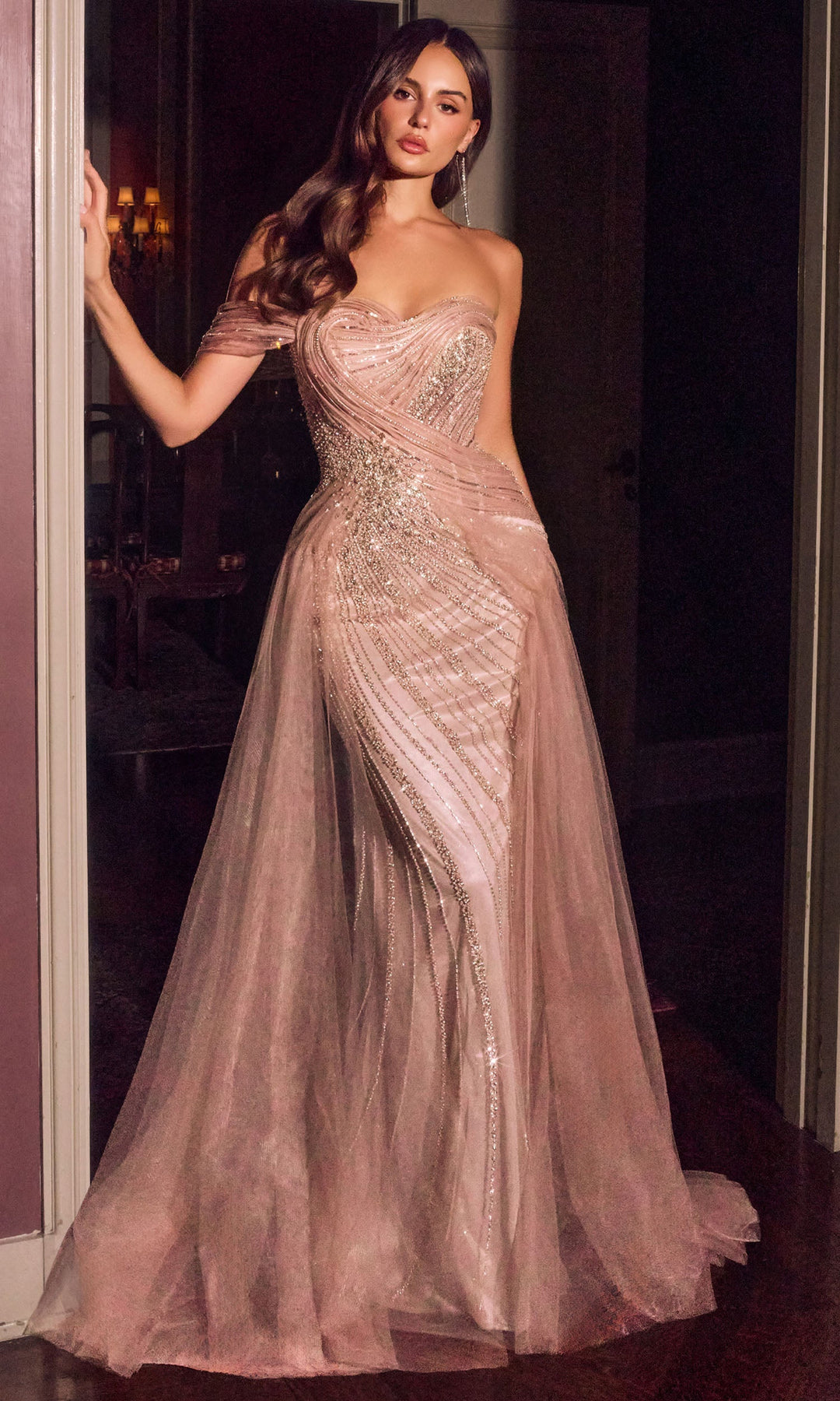 Ladivine CC506 One Shoulder Sweetheart Tulle Dress