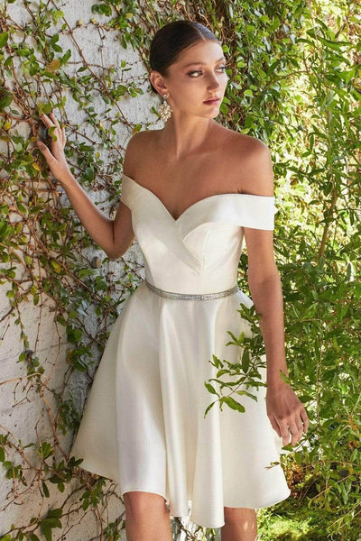 Ladivine CD0140 - Off SHoulder Homecoming Dress Homecoming Dresses XXS / Off White