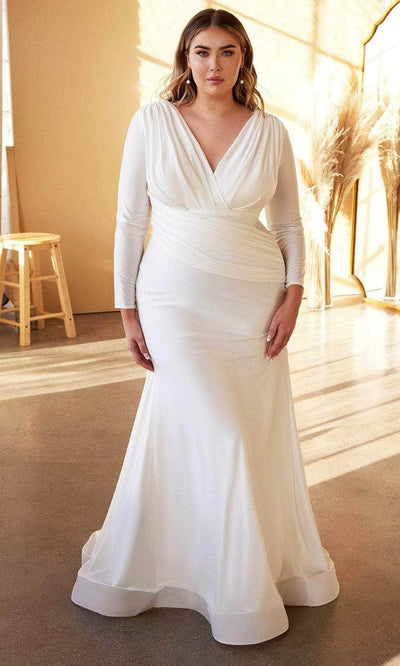 ladivine cd0169 - satin v-neck bridal gown Wedding Dresses