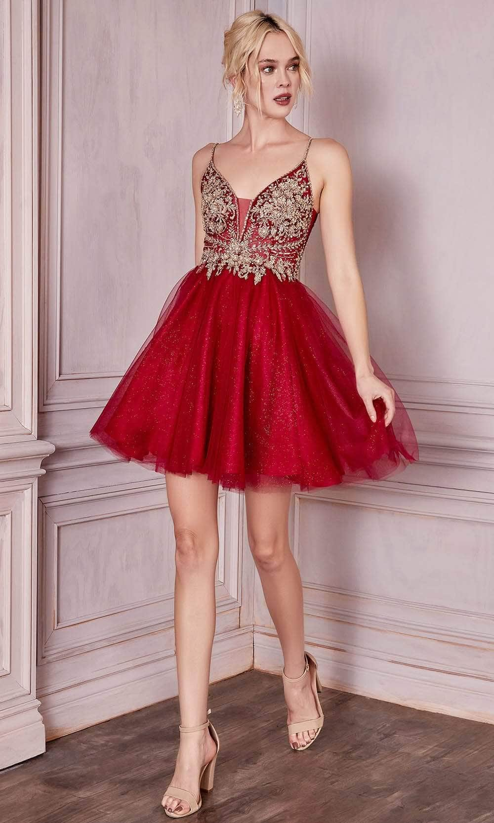 Ladivine CD0190 Cocktail Dresses XXS / Burgundy-Gold