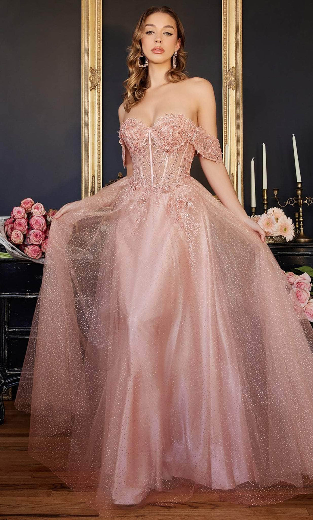 Ladivine CD0198 - Lace A-Line Prom Dress Prom Dresses