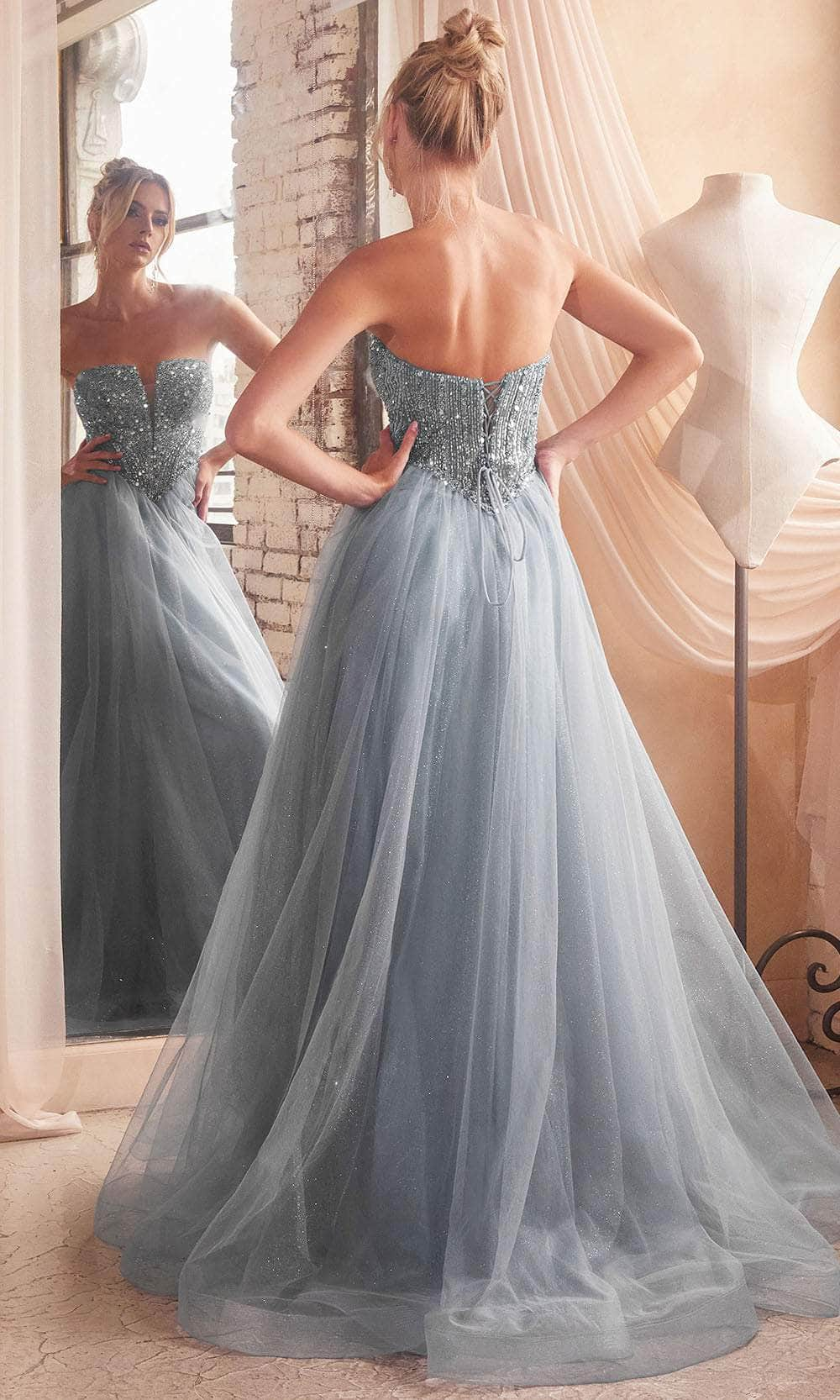 Cinderella Divine CD0217 - Plunging V-Neck Basque Prom Gown Prom Dresses