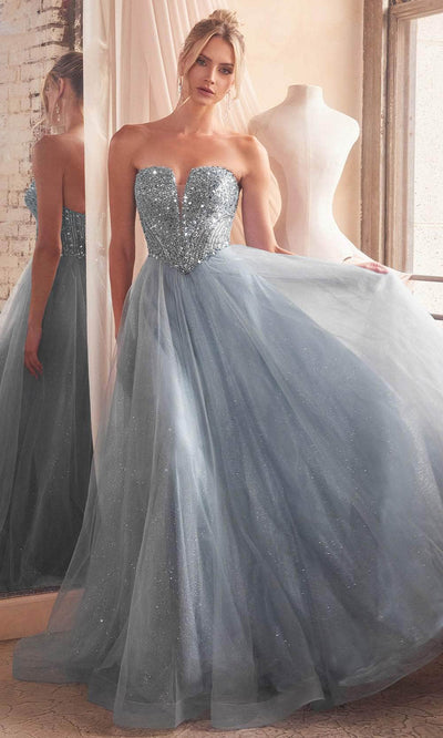 Cinderella Divine CD0217 - Plunging V-Neck Basque Prom Gown Prom Dresses