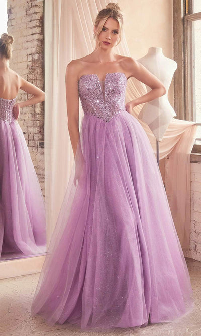 Cinderella Divine CD0217 - Plunging V-Neck Basque Prom Gown Prom Dresses