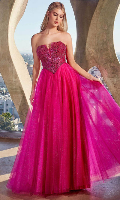 Cinderella Divine CD0217 - Plunging V-Neck Basque Prom Gown Prom Dresses