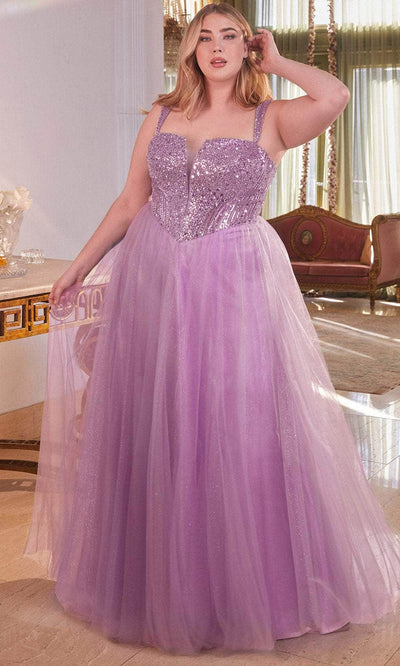 Cinderella Divine CD0217 - Plunging V-Neck Basque Prom Gown Prom Dresses