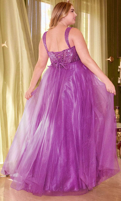 Cinderella Divine CD0217 - Plunging V-Neck Basque Prom Gown Prom Dresses