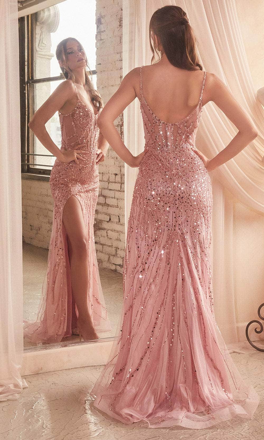 Ladivine CD0220 - Beaded Illusion Scoop Prom Gown Prom Dresses