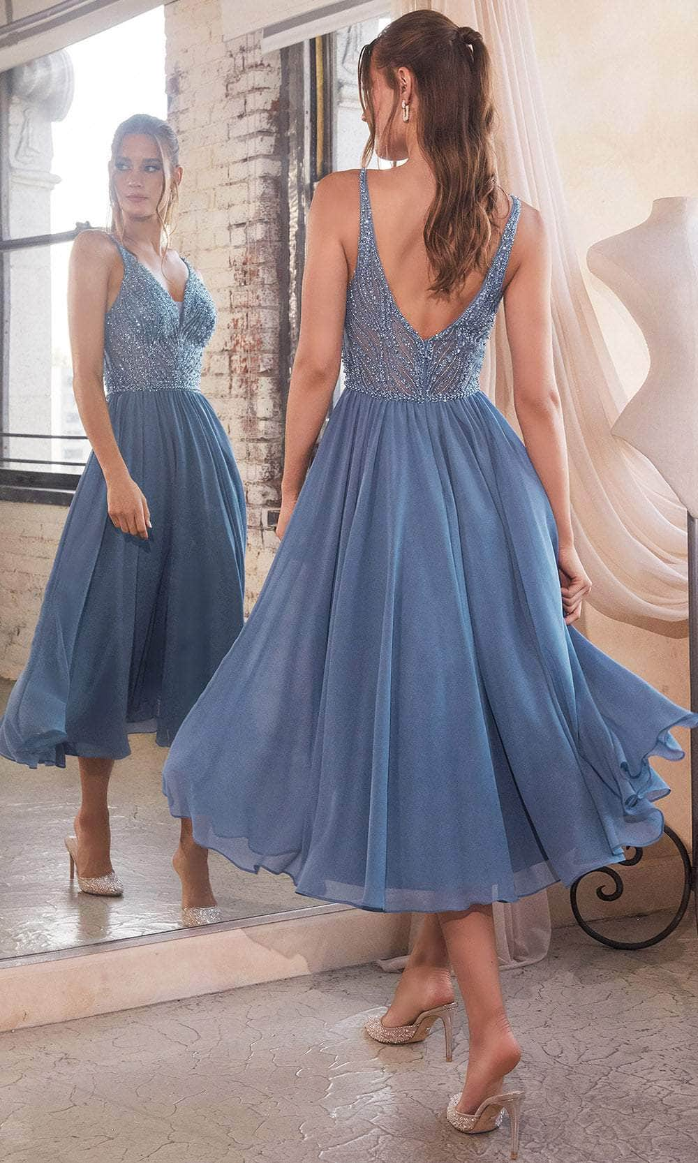 Cinderella Divine CD0225 - Fitted Tea-Length Evening Dress Cocktail Dresses