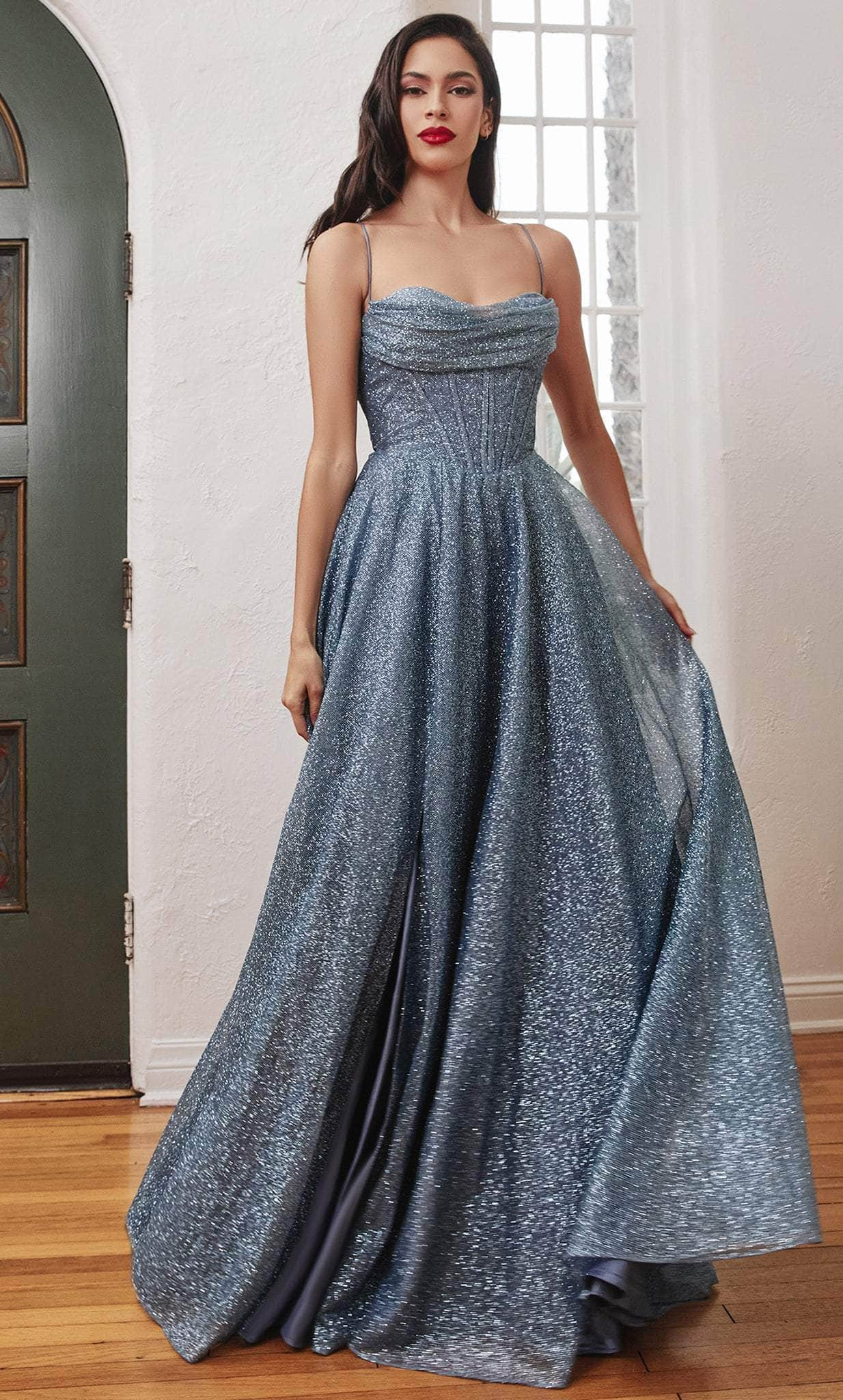 Cinderella Divine CD252 - Lace Up Corset Prom Dress Prom Dresses 2 / Smoky Blue