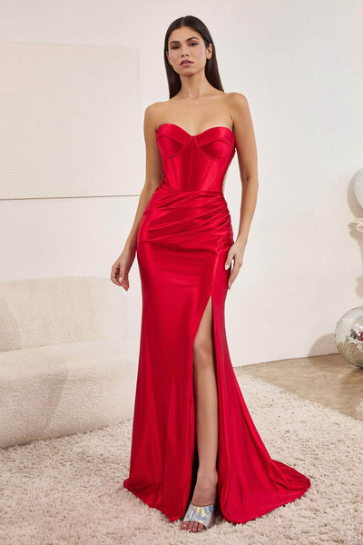 Cinderella Divine CD273 - Sweetheart High Slit Prom Gown Prom Dresses 4 / Red