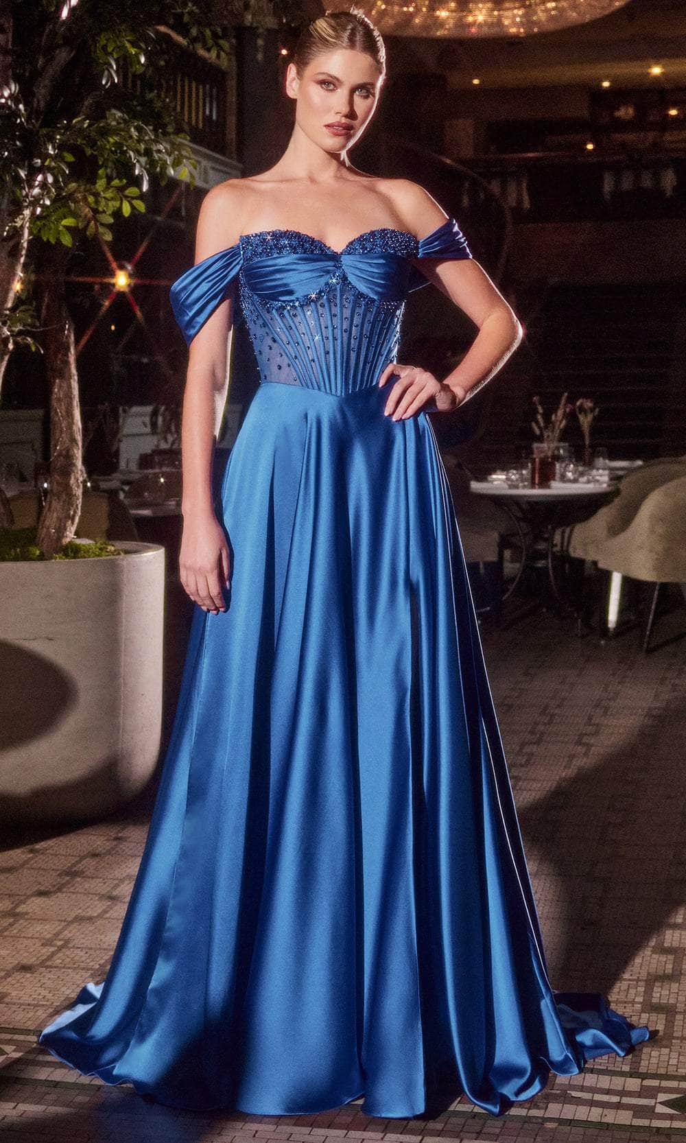 Ladivine CD297 - Pleated Sweetheart Evening Dress Evening Dresses 0 / Royal