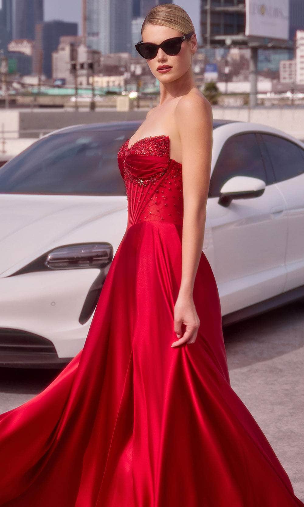 Ladivine CD297 - Pleated Sweetheart Evening Dress Evening Dresses