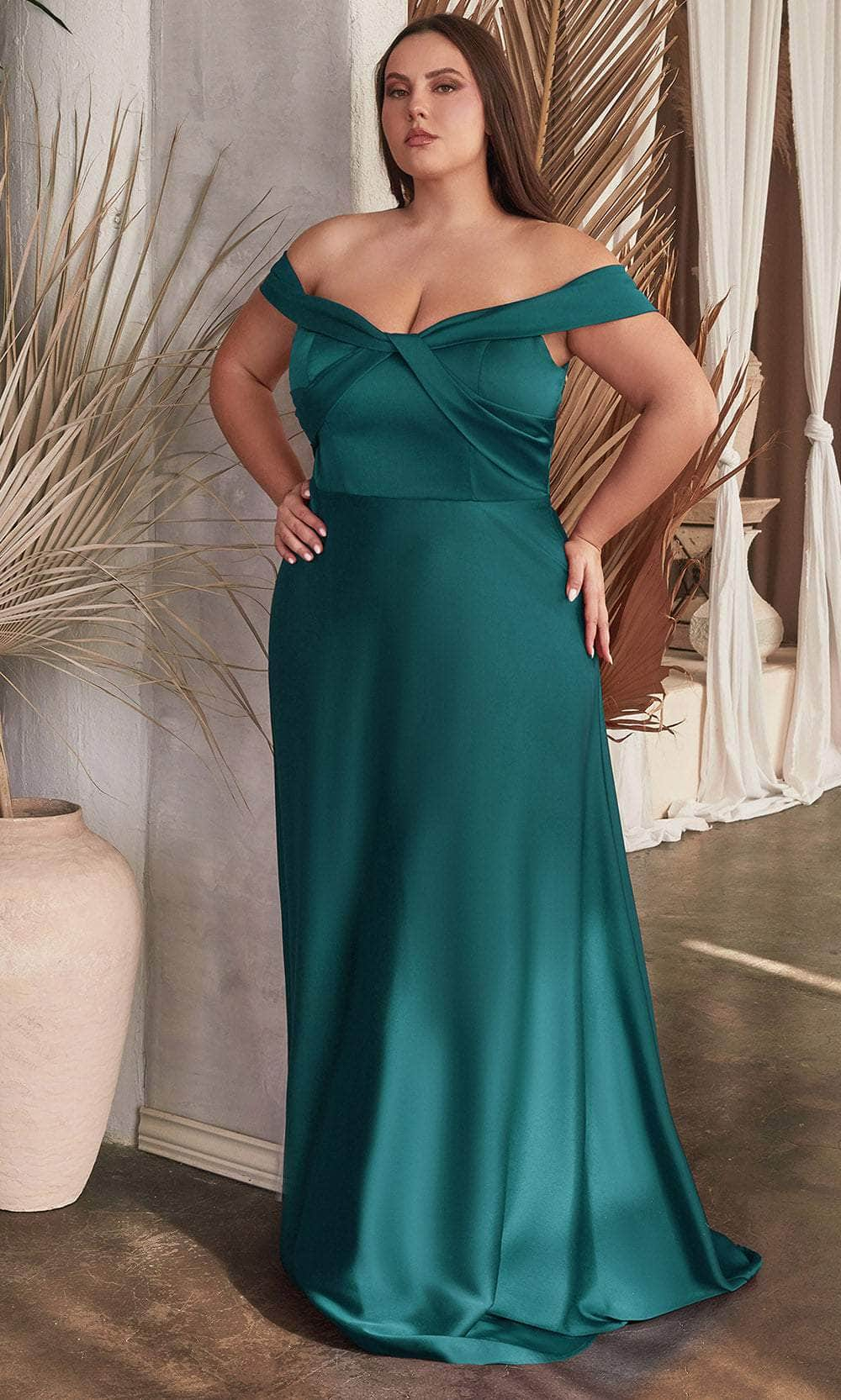 Cinderella Divine CD325C - Satin Off-Shoulder Evening Dress Evening Dresses