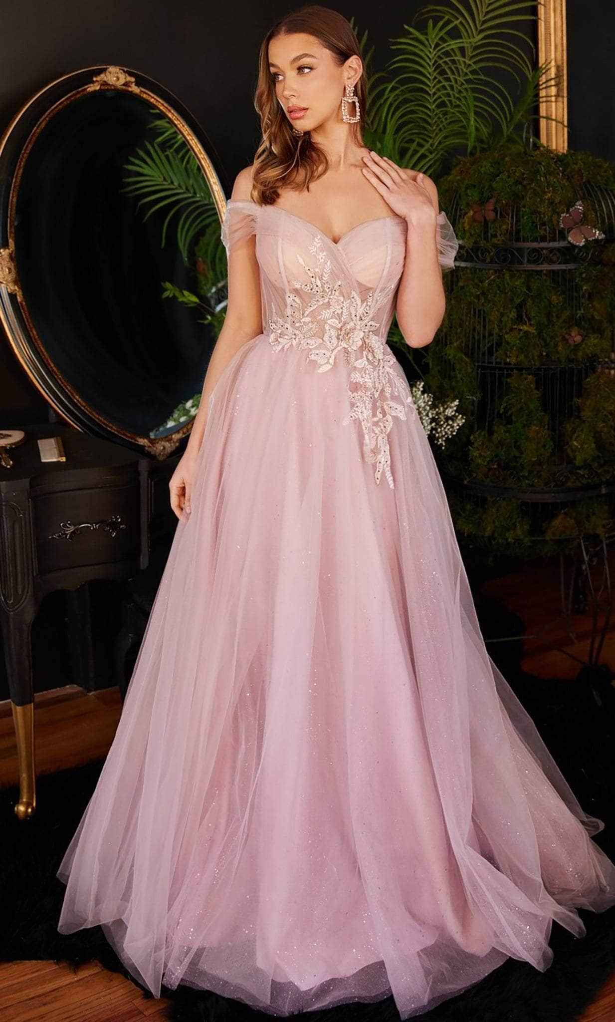 Cinderella Divine CD3394 - Embroidered Tulle Prom Gown Prom Dresses 4 / Mauve-