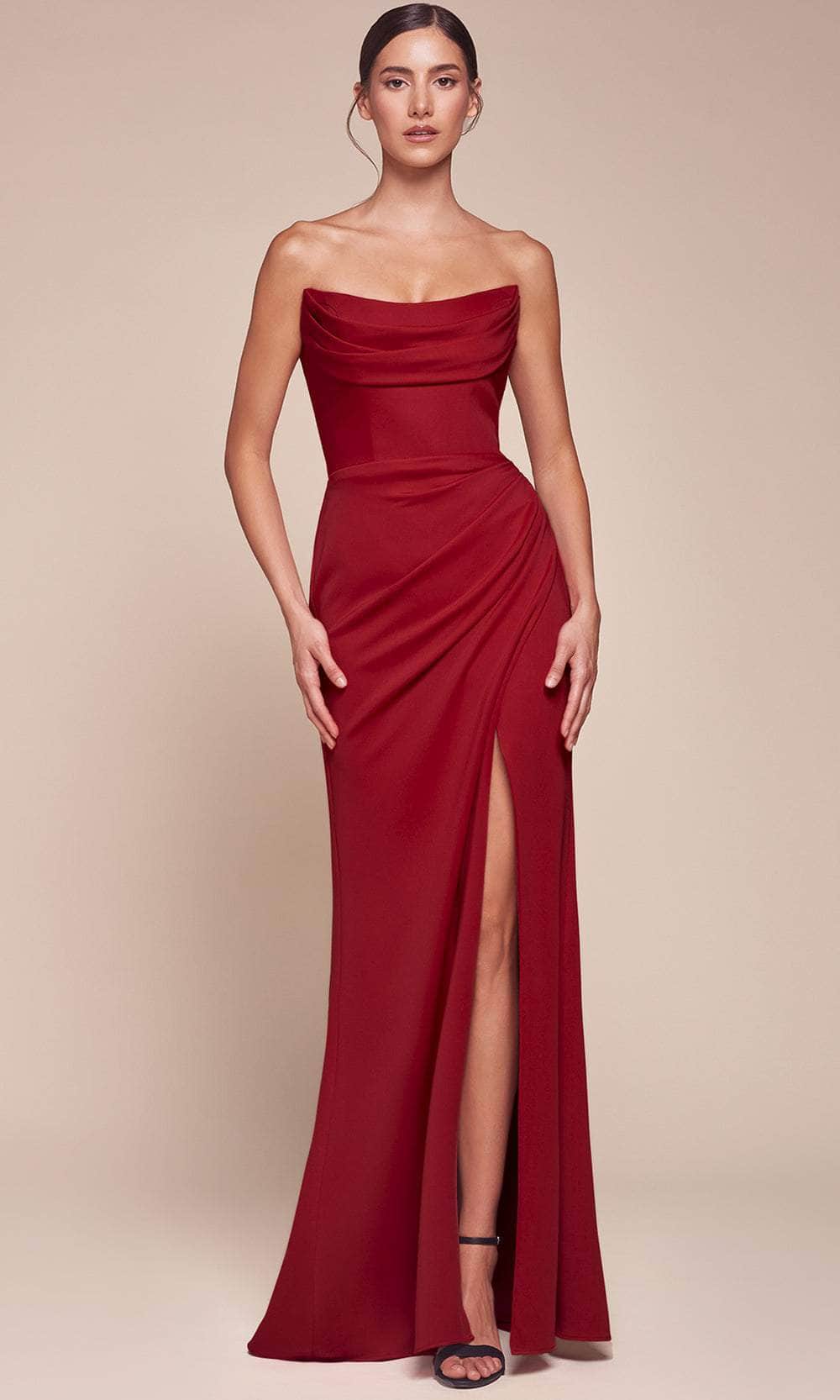 Ladivine CD355 - Strapless Scoop Neckline Prom Dress Prom Dresses 2 / Red