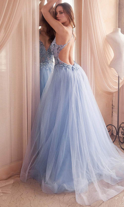 Cinderella Divine CD3920 - Sheer Corset Bodice Crisscross Strap Prom Gown Ball Gowns