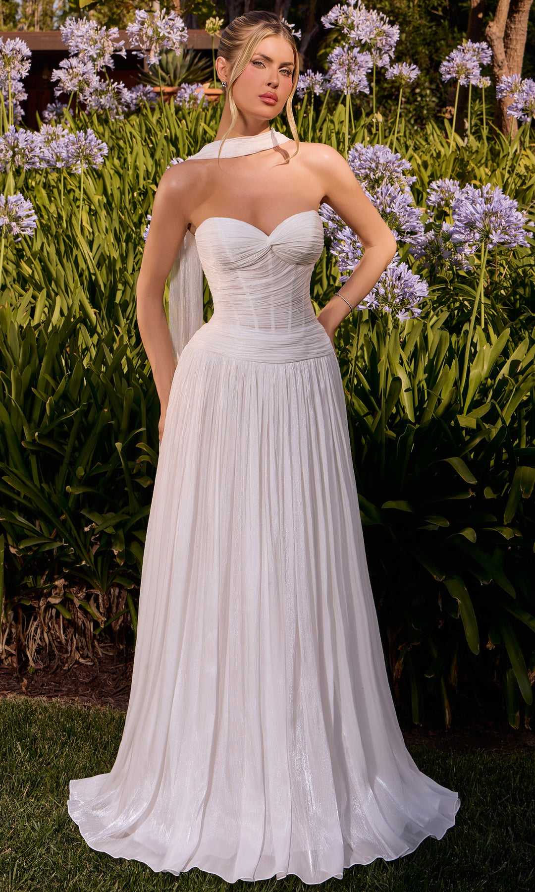 Ladivine CD414W Twisted Bust Sweetheart Bridal Dress