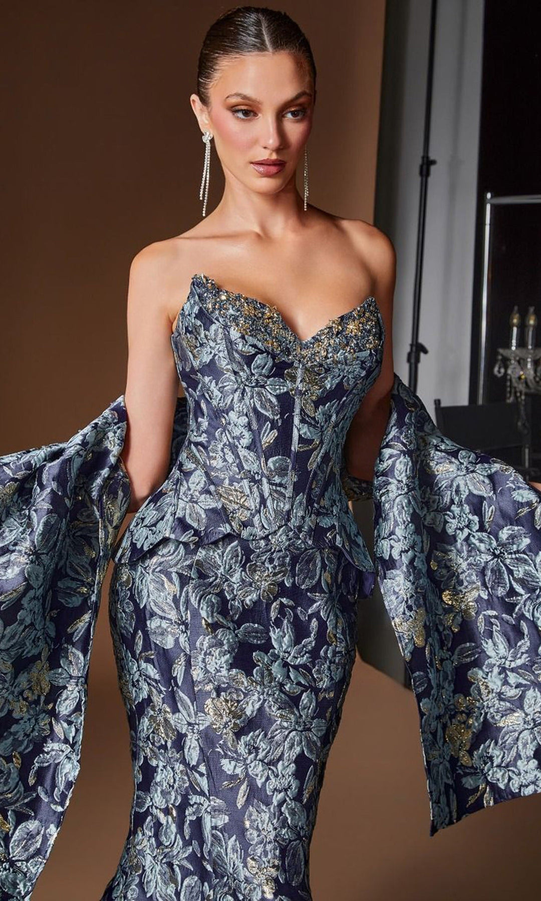 Ladivine CD655 - Corset Bodice Jacquard Mermaid Prom Gown