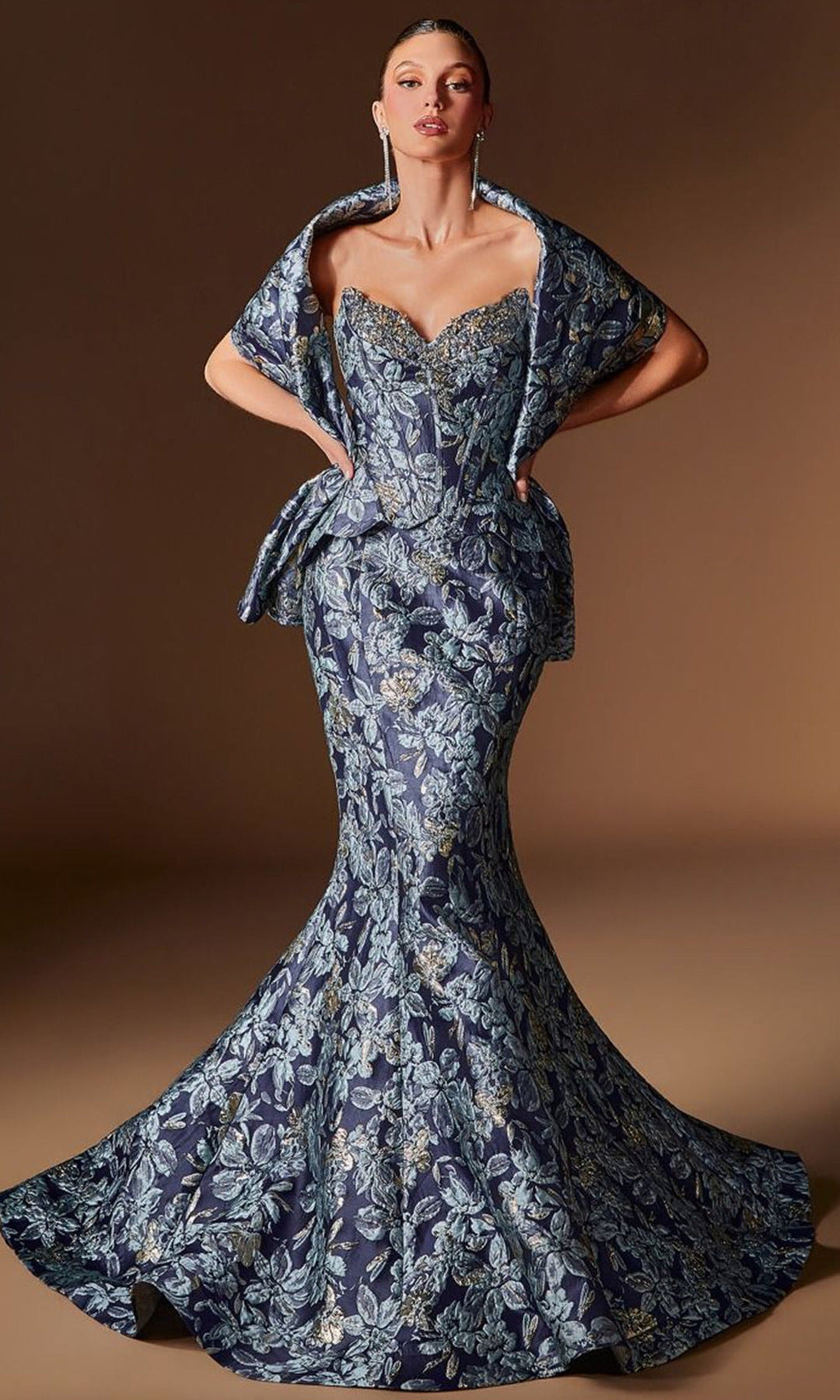 Ladivine CD655 - Corset Bodice Jacquard Mermaid Prom Gown