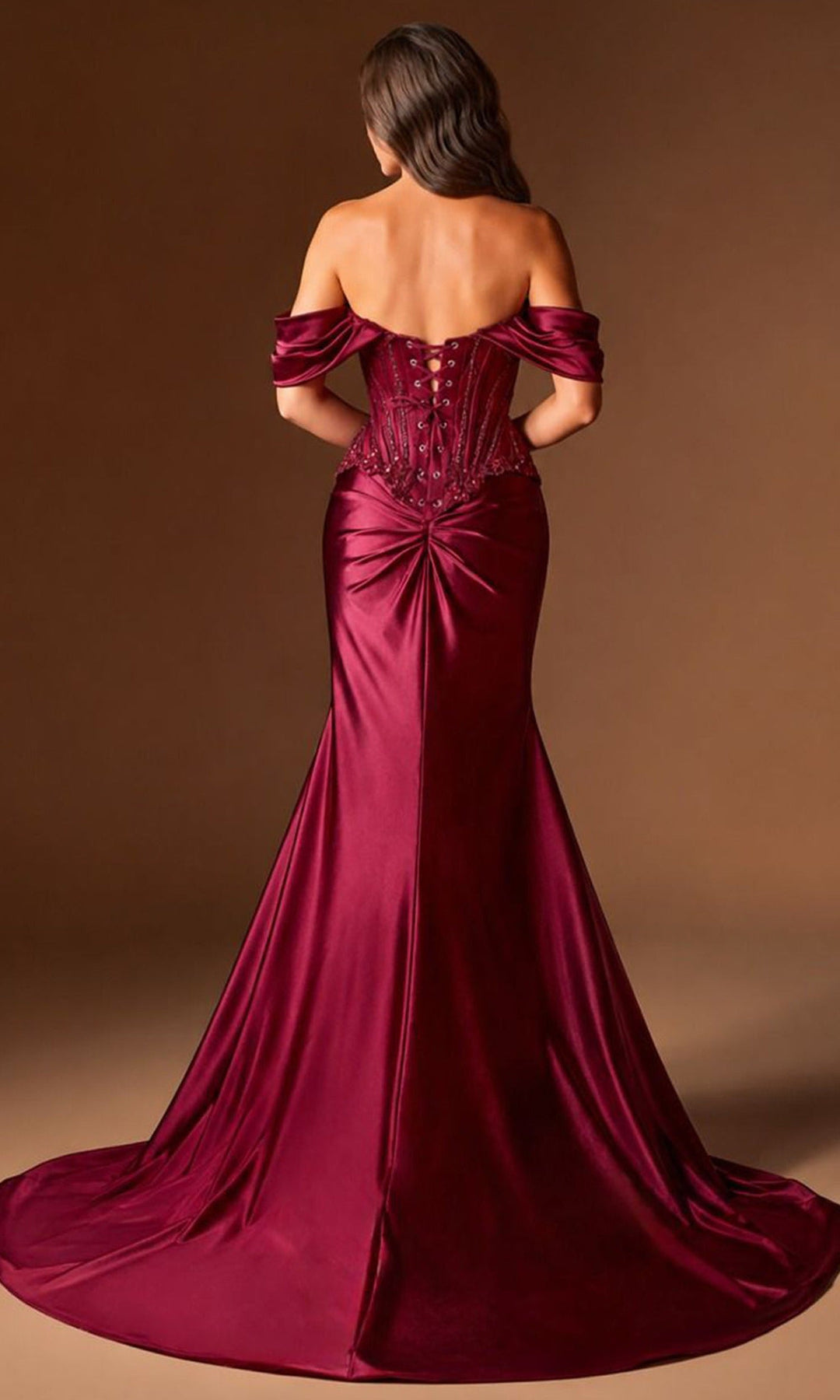 Ladivine CD656 - Embellished Basque Waist Sheath Prom Gown