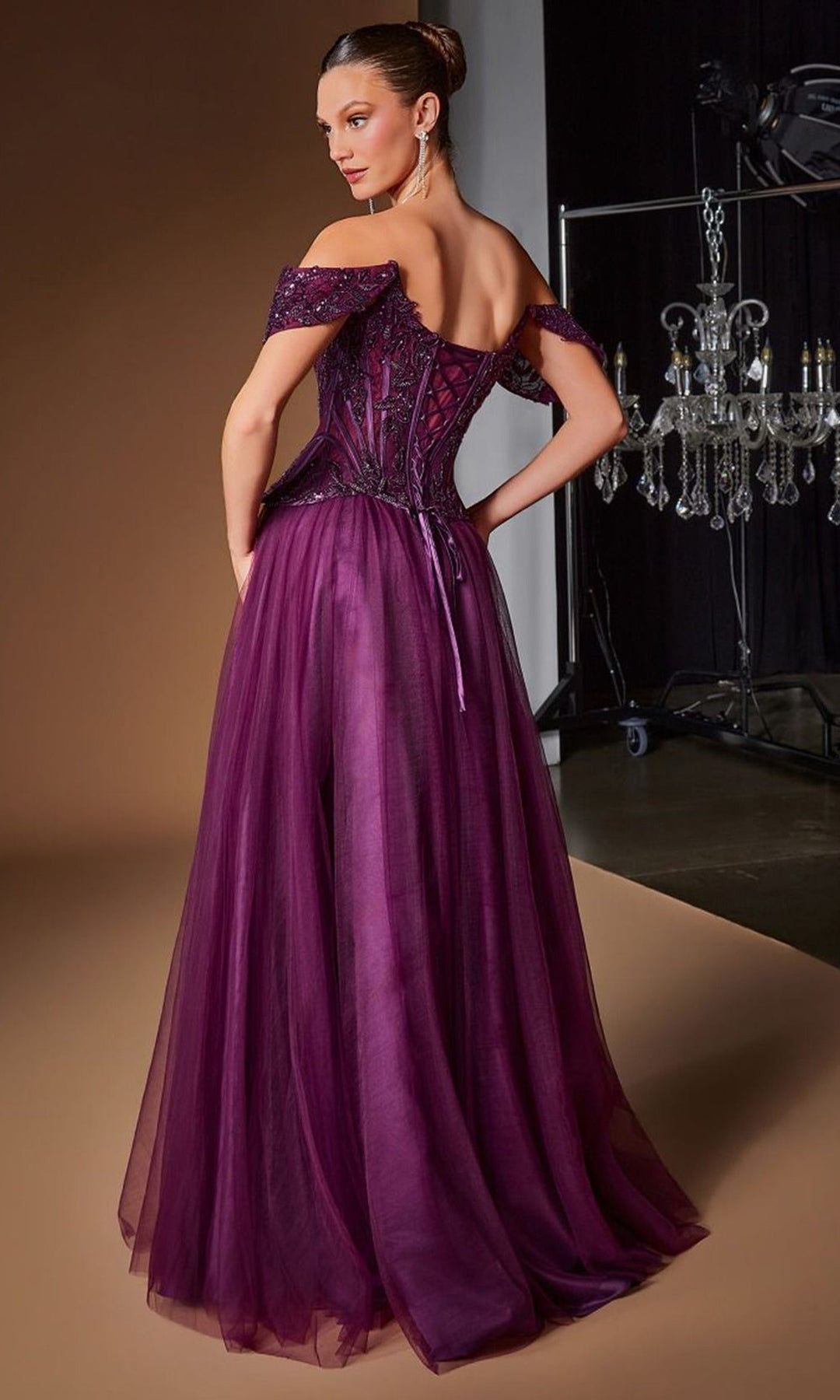Ladivine CD657 - Off Shoulder Beaded Applique Prom Gown
