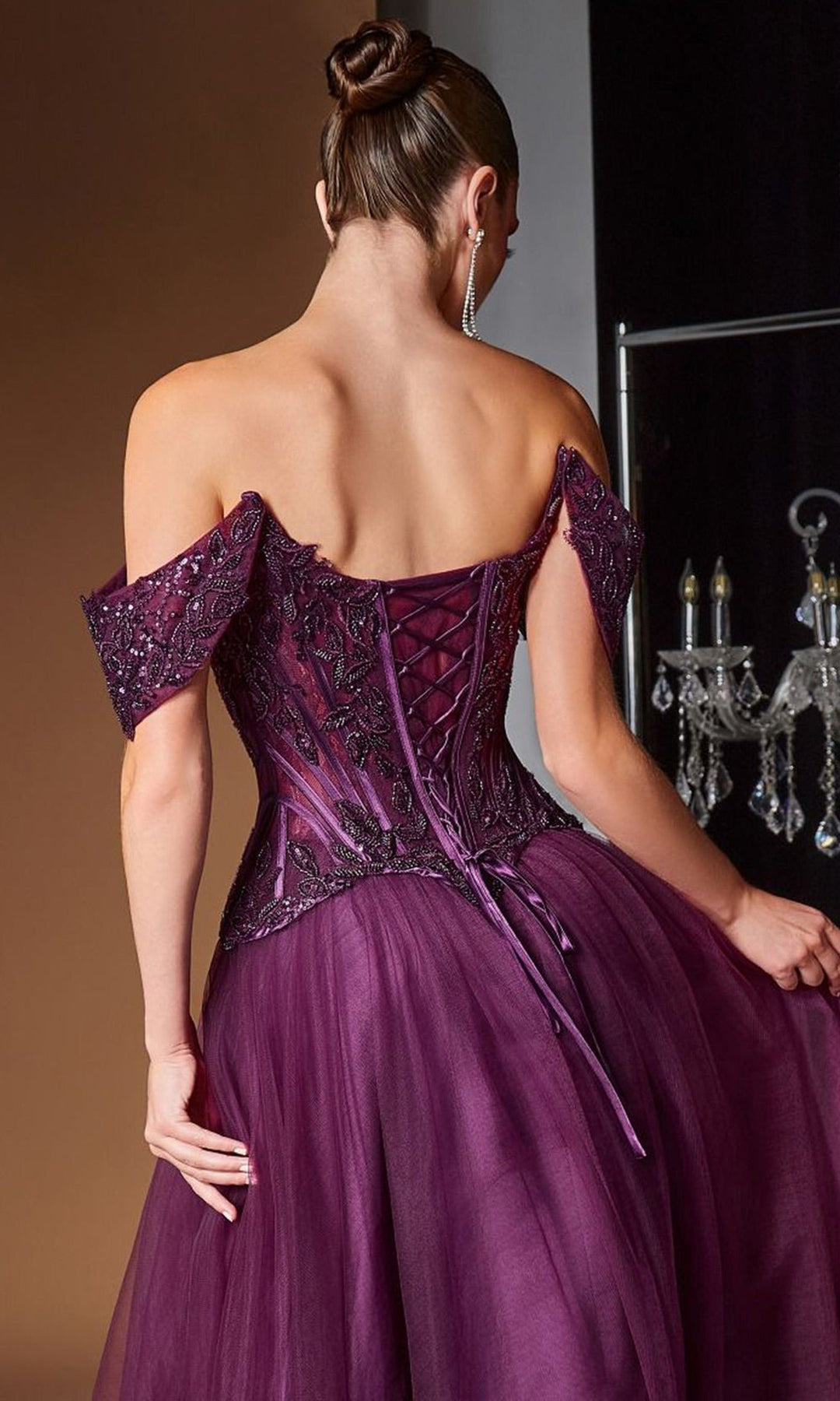Ladivine CD657 - Off Shoulder Beaded Applique Prom Gown