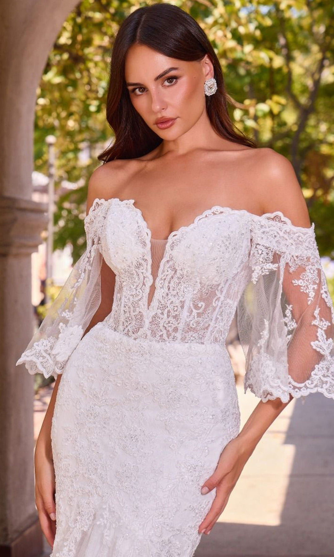Ladivine CD659W - Off Shoulder Embroidered Mermaid Bridal Gown