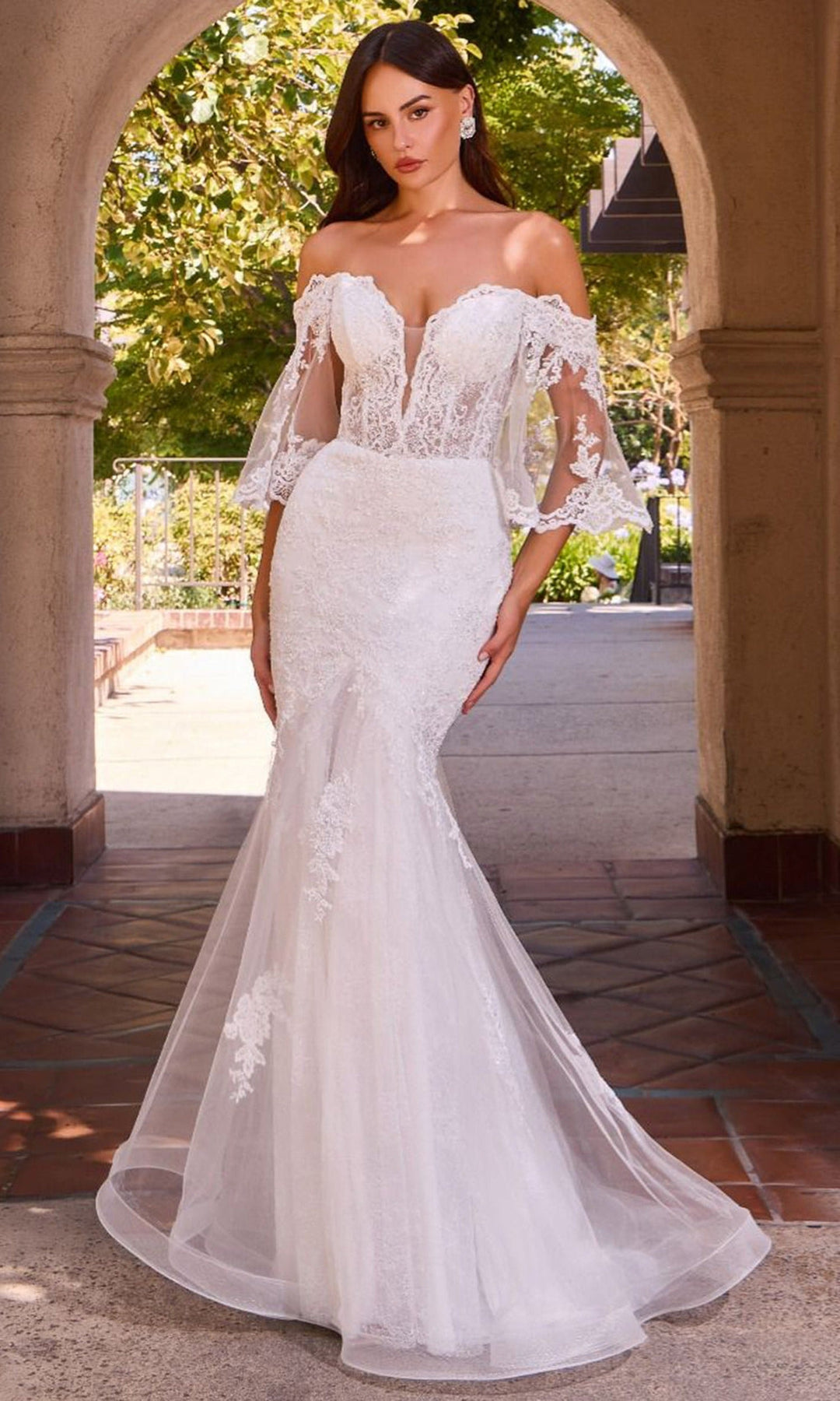 Ladivine CD659W - Off Shoulder Embroidered Mermaid Bridal Gown