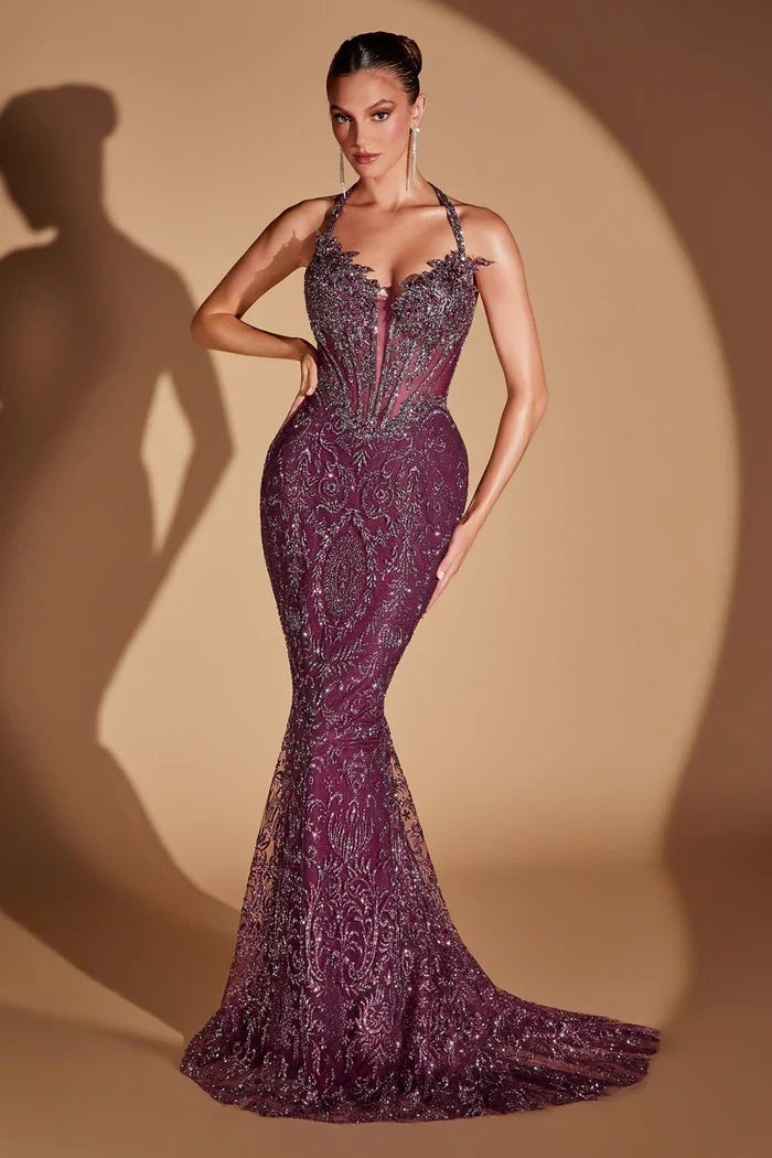 Ladivine CD695 - Illusion Corset Beaded Mermaid Dress