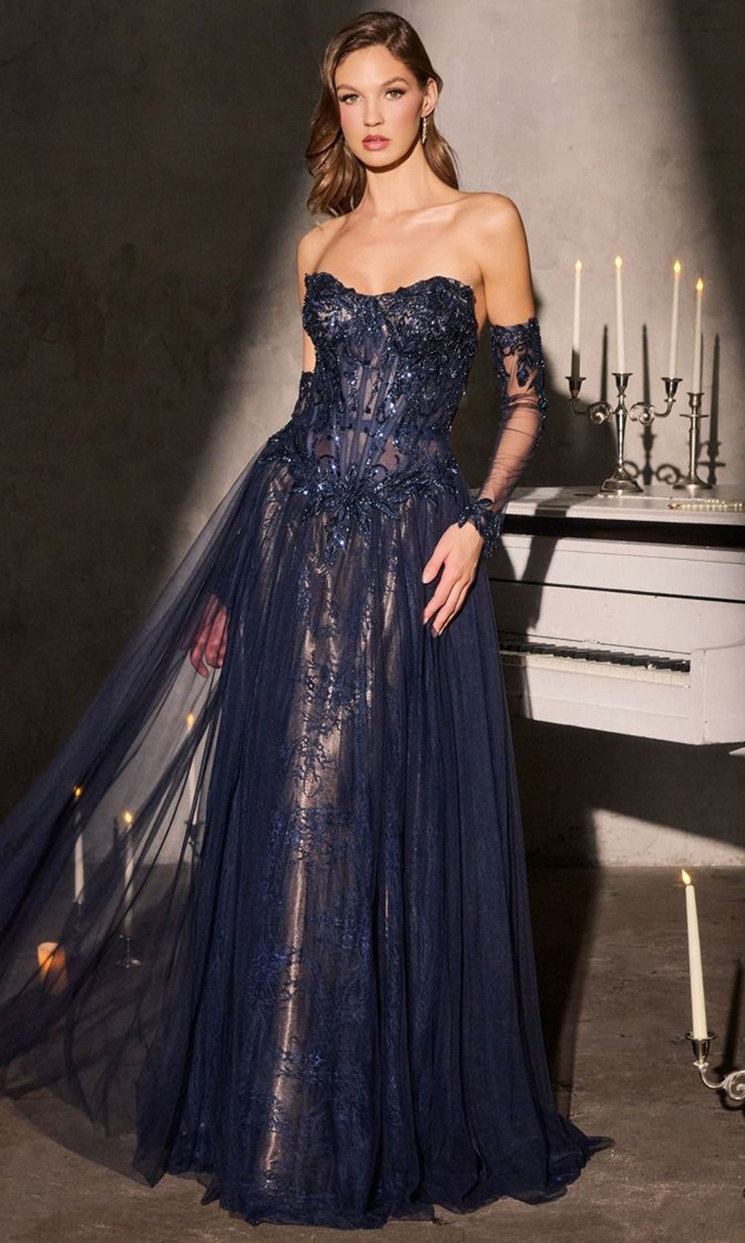 Ladivine CD717 Embroidered Lace  Dress
