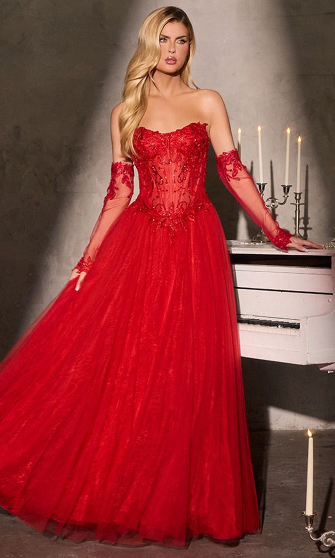 Ladivine CD717 Embroidered Lace  Dress