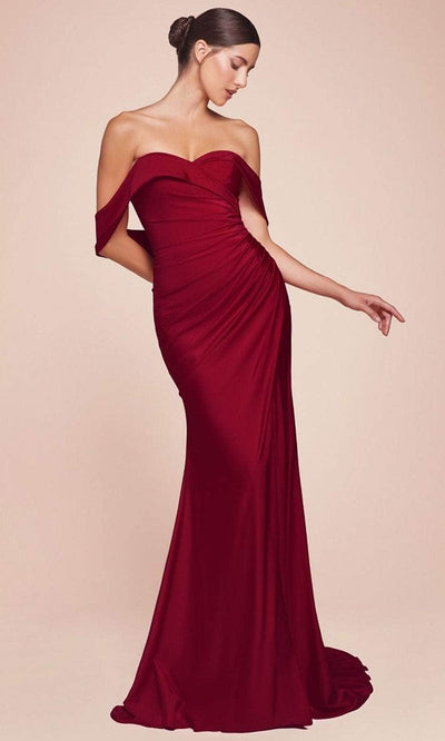 Ladivine CD790C - Ruched Off Shoulder Plus Gown