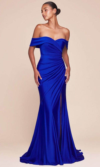 Ladivine CD790C - Ruched Off Shoulder Plus Gown
