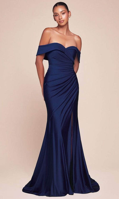 Ladivine CD790C - Ruched Off Shoulder Plus Gown