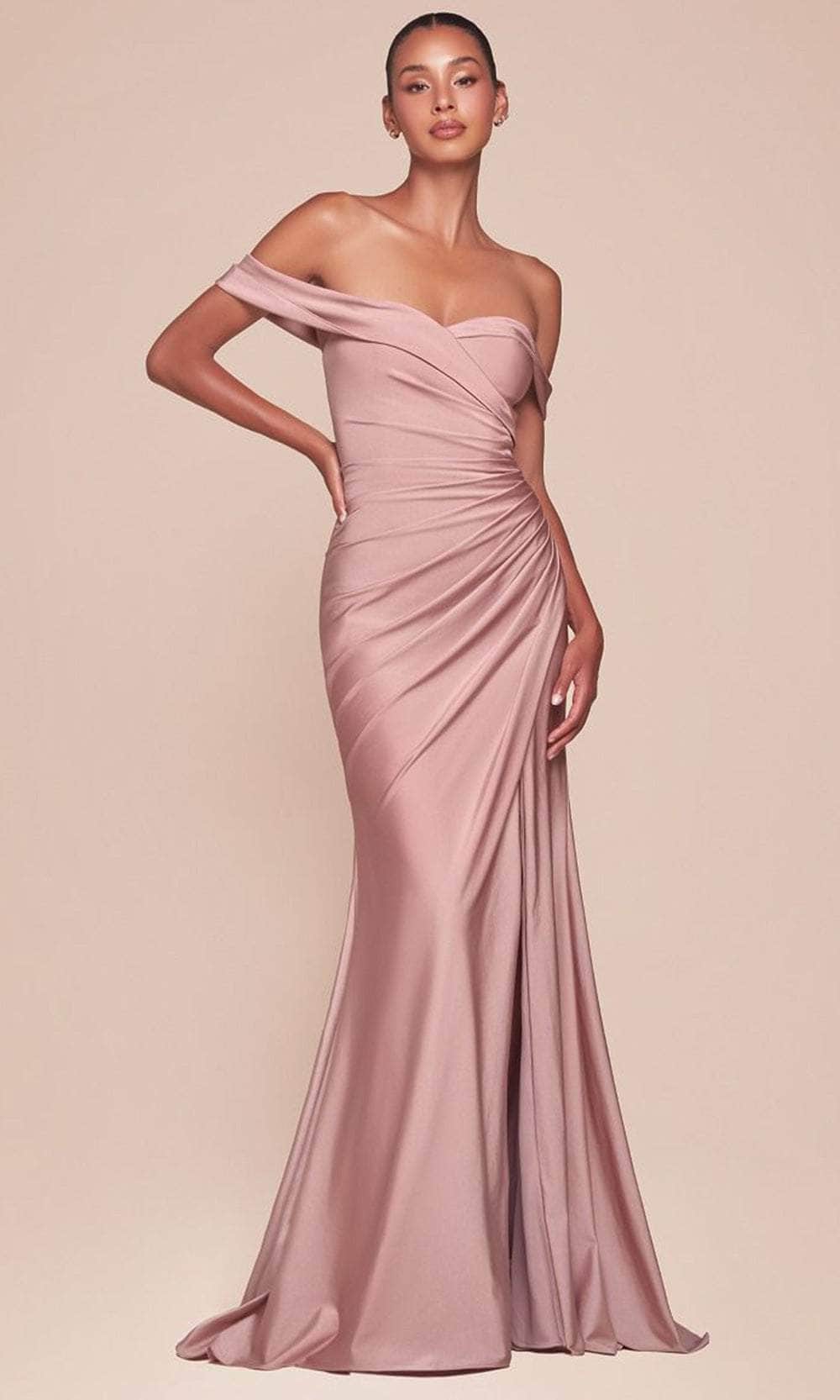 Ladivine CD790C - Ruched Off Shoulder Plus Gown