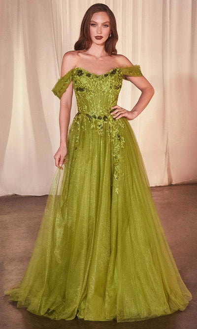 Ladivine CD799 - Off Shoulder Scoop Neck Prom Dress Prom Dresses / 6 Greenery