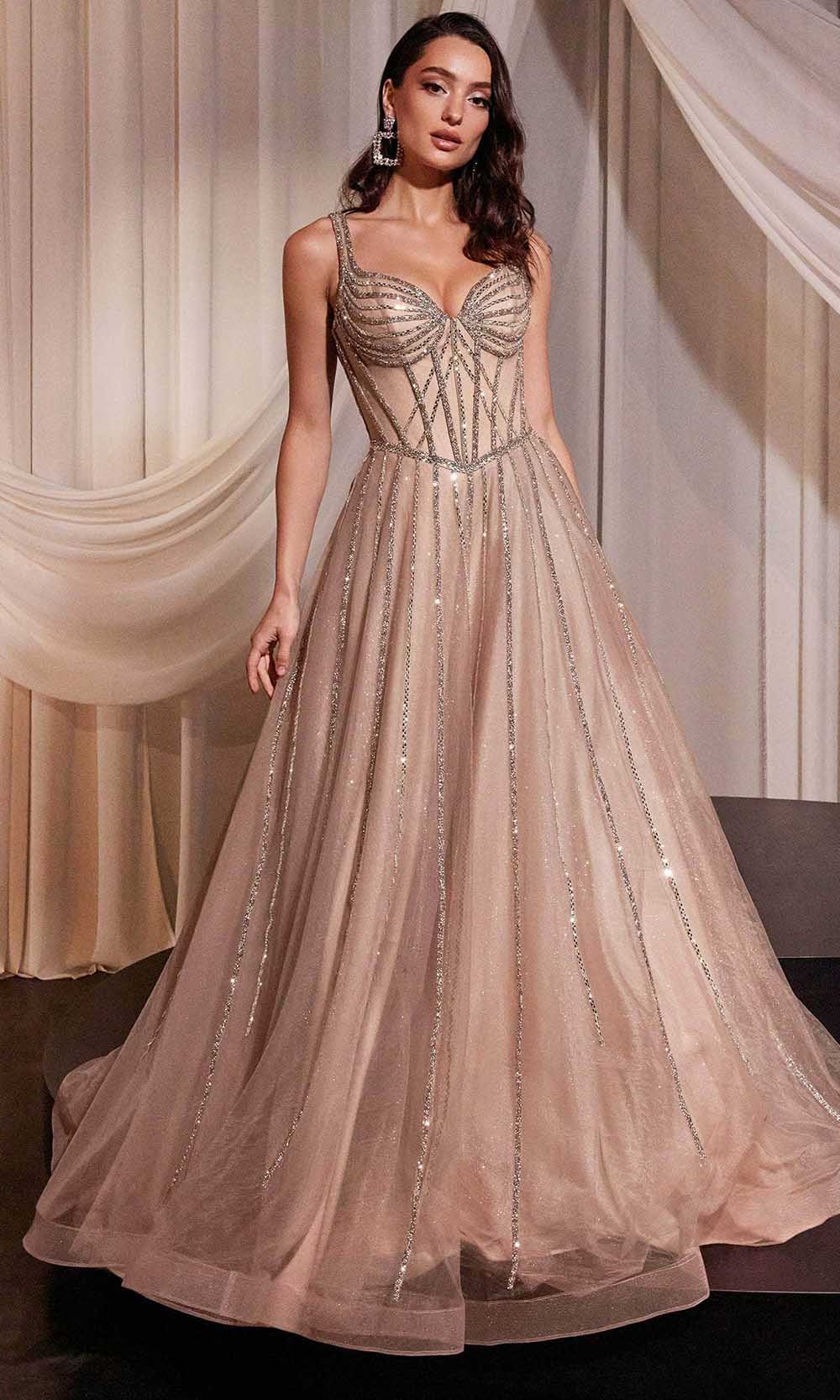 Cinderella Divine CD849 - Glitter Tulle Evening Gown Formal Gowns 2 / Rose Champagne